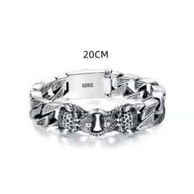 Leopard Ponytail Braided Double Leopard Head Bracelet For Men And Women (Color: silver, size: 20cm)