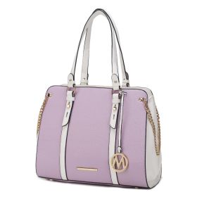 MKF Collection Amy Color Block Vegan Leather Women Tote Handbag by Mia K (Material: Vegan Leather, Color: Lavender)