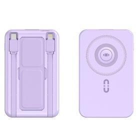 1Pc 3 In 1 10000mAh MagSafe Fast Charging Power Bank PD20W Portable Charger With 2 Built In Cables Stand Fit For IOS Phone 16 15 13 Series And Mo (Option: Purple)